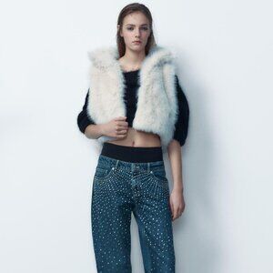 NWT ZARA FAUX FUR VEST XXL